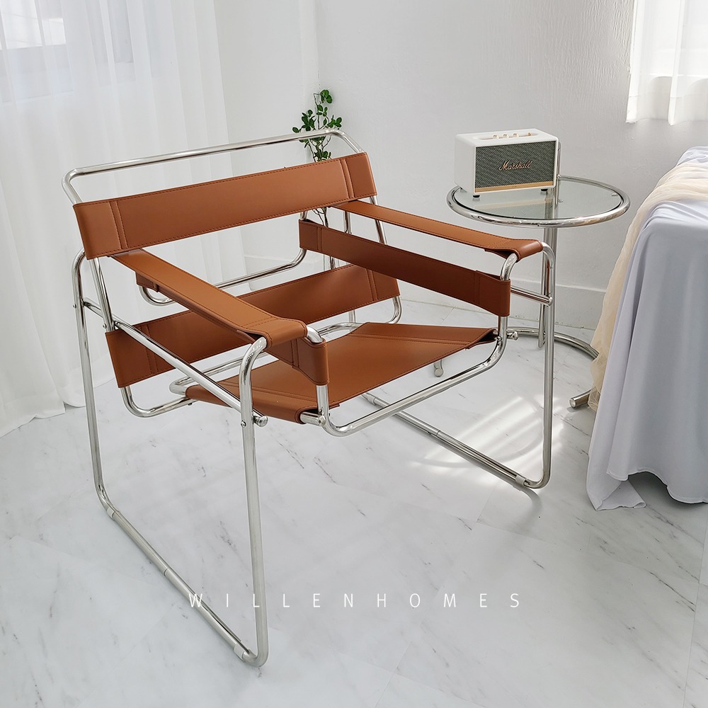 바실리체어 바우하우스 마르셀브로이어 디자인 카페 라운지 철제 가죽 의자
